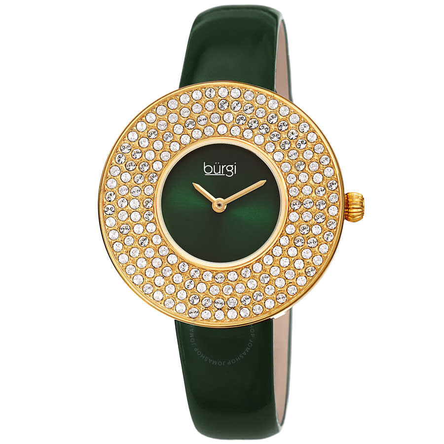 Burgi Quartz Green Dial Green Leather Ladies Watch BUR272GN - Dawson Watches
