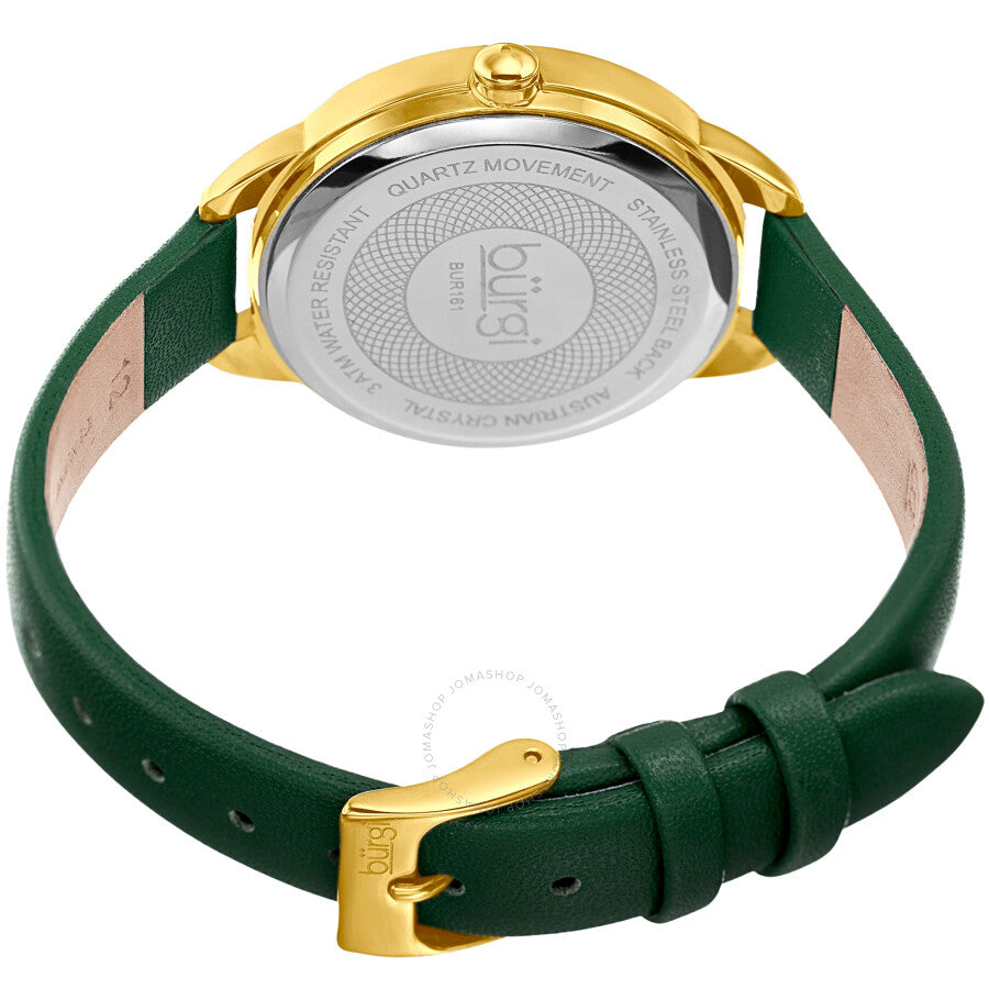 Burgi Quartz Green Dial Green Leather Ladies Watch BUR161YGGN - The Watches Men & Co #4
