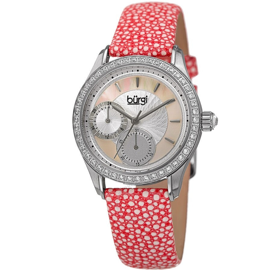 Burgi Quartz Mother of Pearl Dial Ladies Watch BUR160PK - The Watches Men & Co