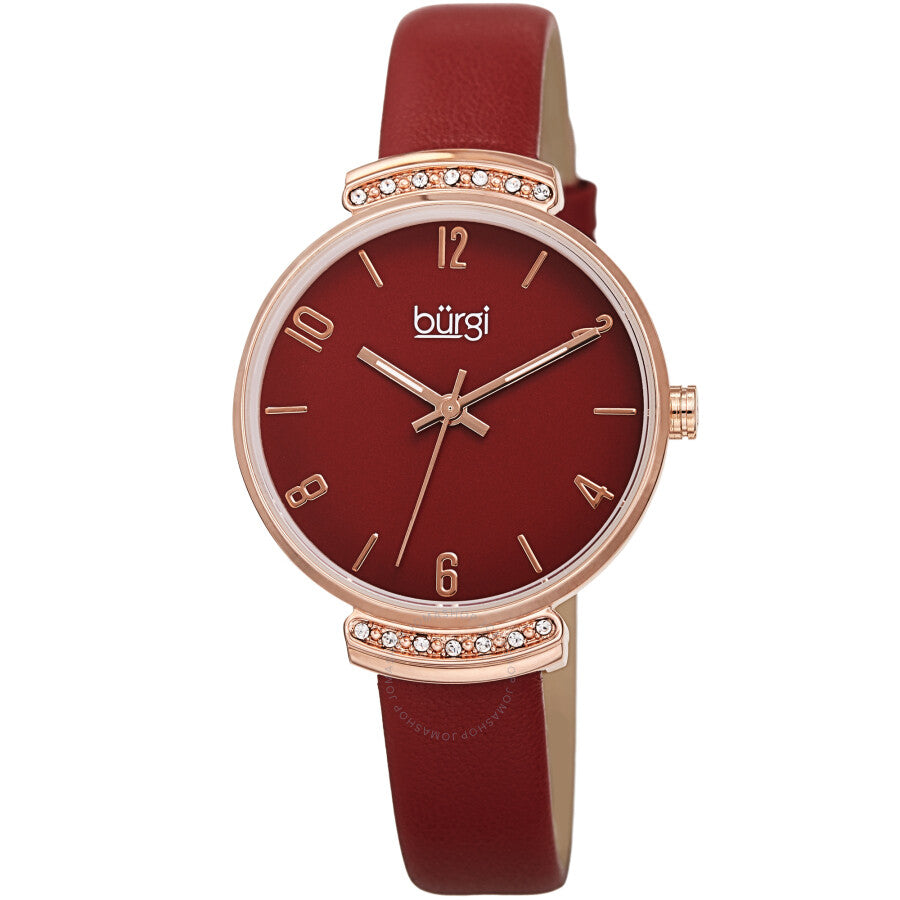 Burgi Quartz Red Dial Red Leather Ladies Watch BUR254RD - Dawson Watches
