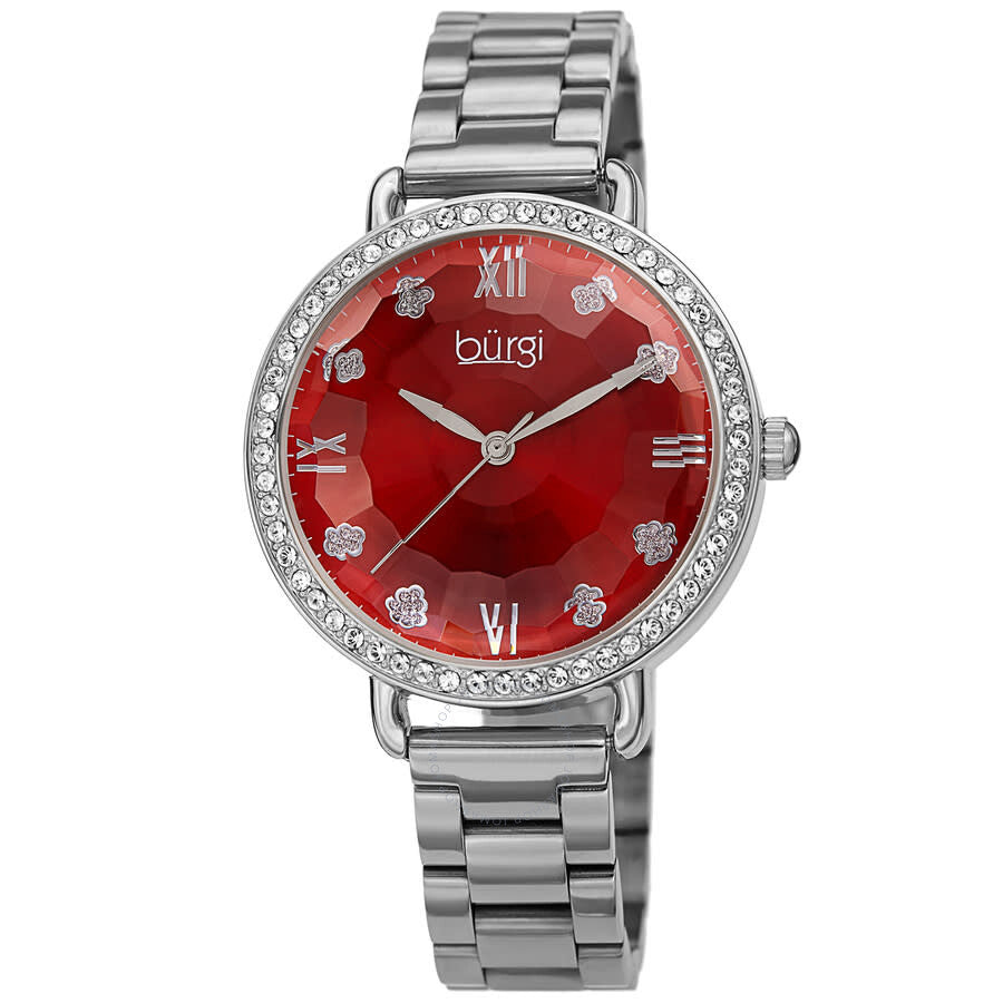 Burgi Quartz Red Dial Stainless Steel Ladies Watch BUR269SSRD - Dawson Watches