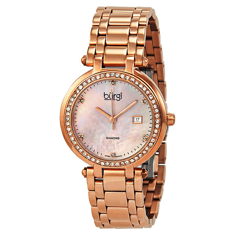 Burgi Quartz Rose Gold-tone Diamond Bracelet Ladies Watch BUR055RG - Dawson Watches