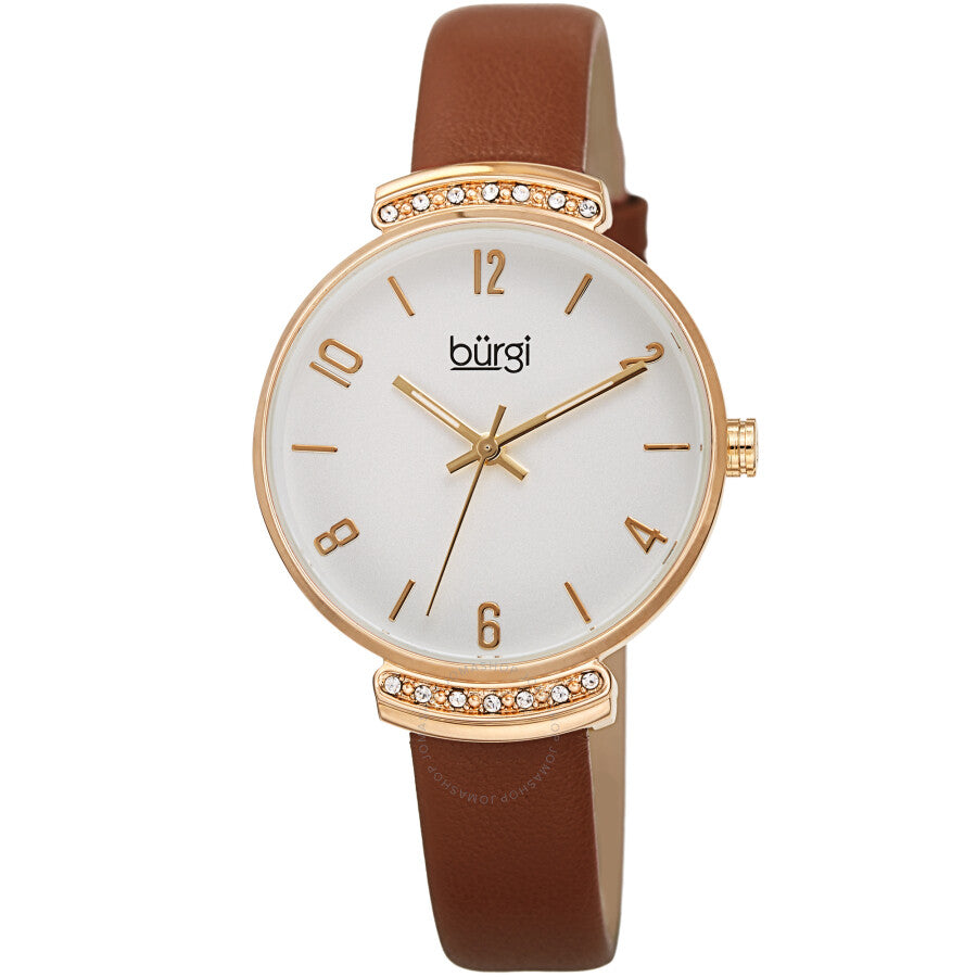 Burgi Quartz Silver Dial Ladies Watch BUR254BR - Dawson Watches