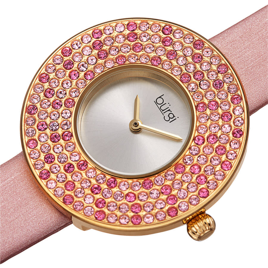 Burgi Quartz Silver Dial Pink Satin Ladies Watch BUR270PK - Dawson Watches #2