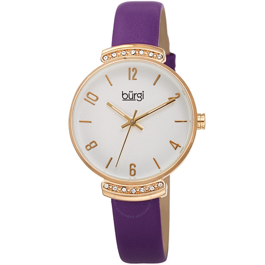 Burgi Quartz Silver Dial Purple Leather Ladies Watch BUR254PU - Dawson Watches