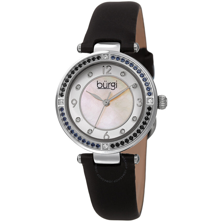 Burgi Quartz White Dial Black Leather Ladies Watch BUR251BK - Dawson Watches