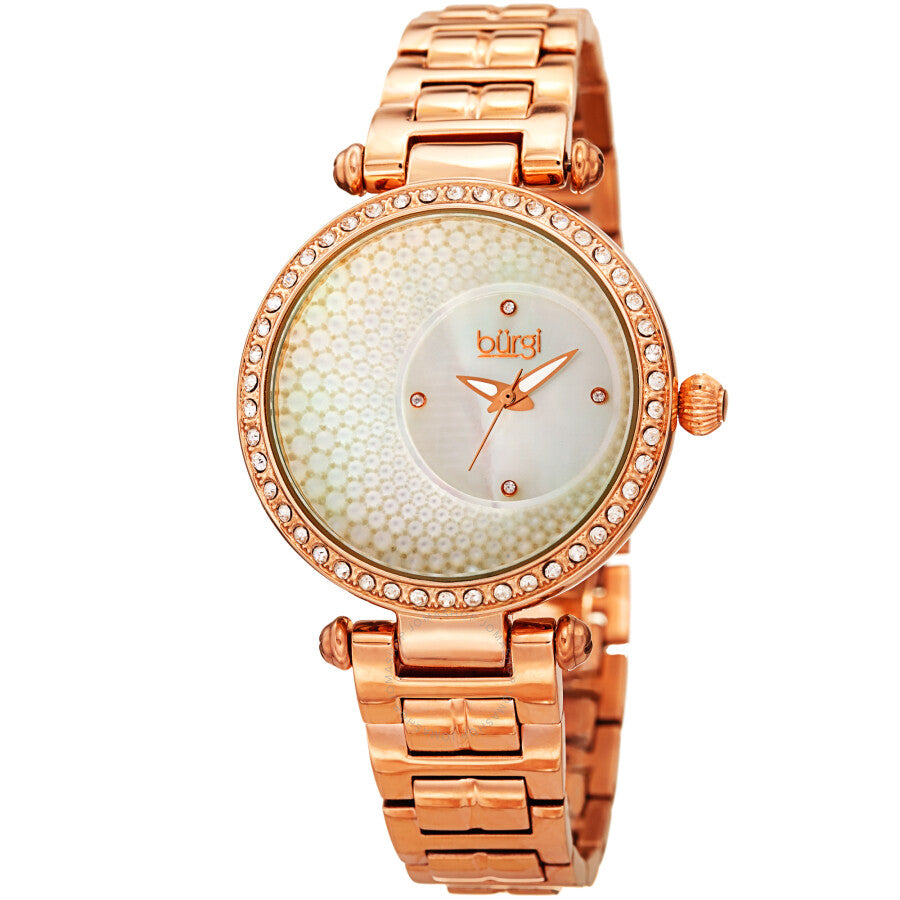 Burgi Quartz White Mother of Pearl Dial Ladies Watch BUR183RG - Dawson Watches
