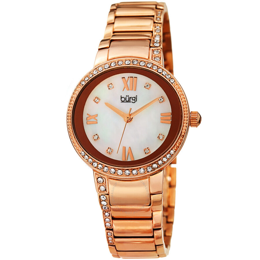 Burgi Quartz White Mother of Pearl Dial Ladies Watch BUR187RG - Dawson Watches