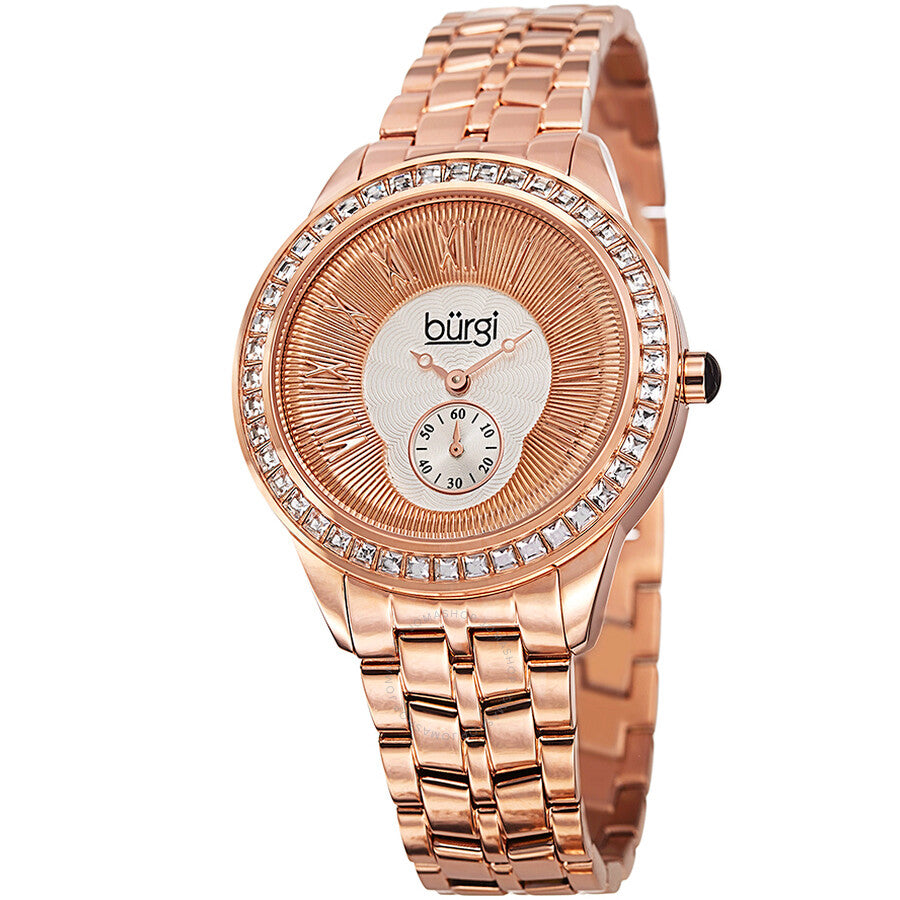 Burgi Silver and Gold Dial Rose Gold-tone Ladies Watch BUR106RG - Dawson Watches