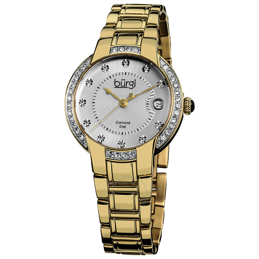 Burgi Silver Dial Gold-tone Ladies Watch BUR077YG - Dawson Watches