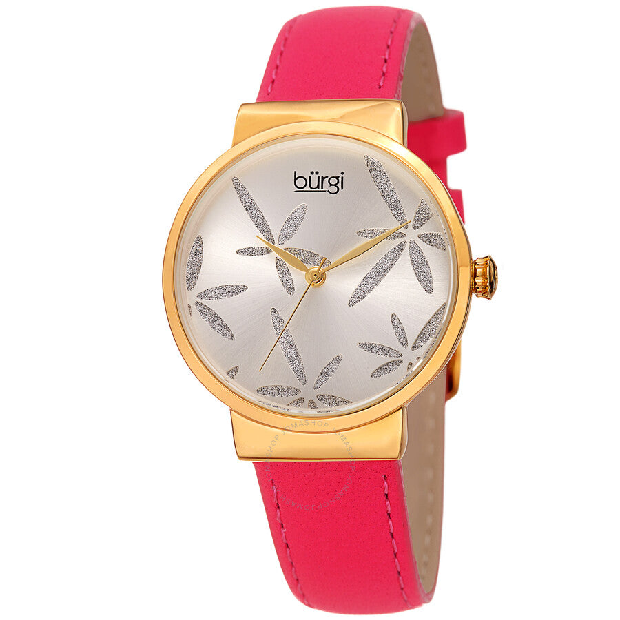 Burgi Sparkling Flower Quartz Silver Dial Ladies Watch BUR191PK - Dawson Watches