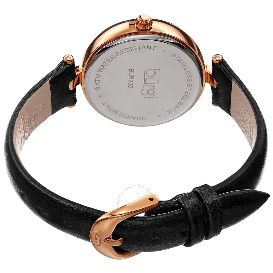 Burgi Crystal Silver Dial Black Leather Ladies Watch BUR235BKR - Dawson Watches #4