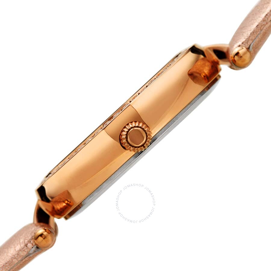 Burgi Crystal Silver Dial Gold Leather Ladies Watch BUR235RG - Dawson Watches #3