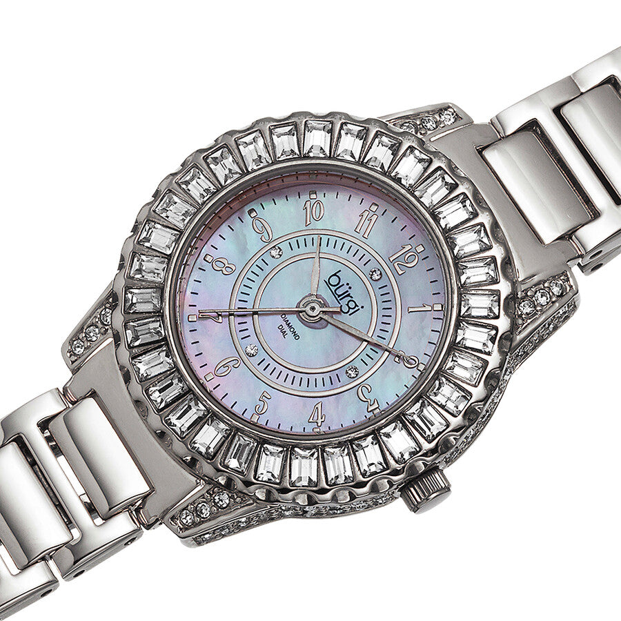 Burgi Silver-Tone Brass Mother of Pearl Dial Diamond Ladies Watch BUR095SS - Dawson Watches #3