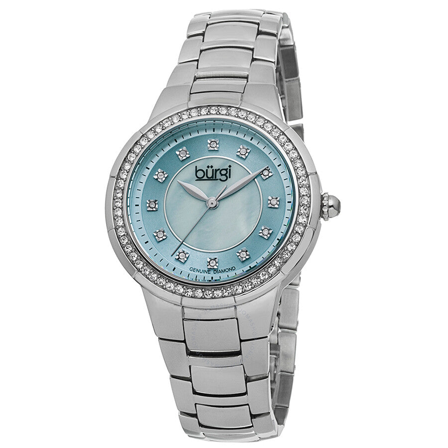 Burgi Blue Mother of Pearl Diamond Dial Ladies Watch BUR093BU - Dawson Watches