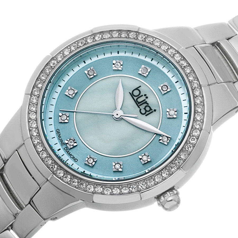 Burgi Blue Mother of Pearl Diamond Dial Ladies Watch BUR093BU - Dawson Watches #2