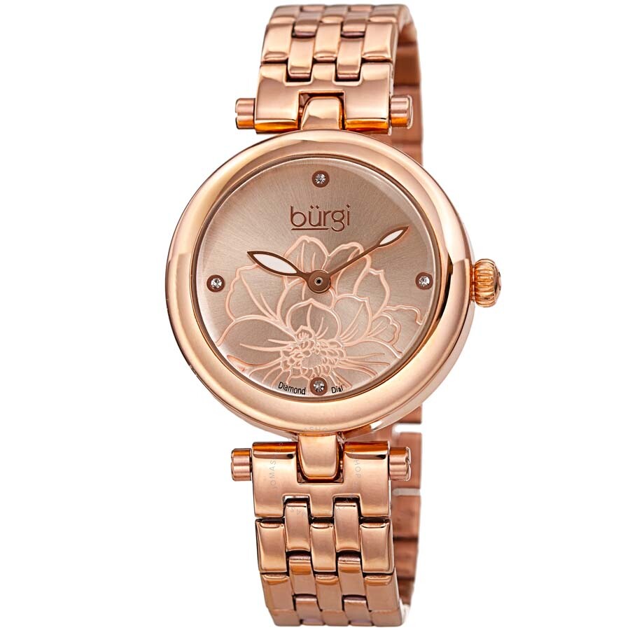 Burgi Flower Marker Quartz Diamond Ladies Watch BUR223RG - Dawson Watches
