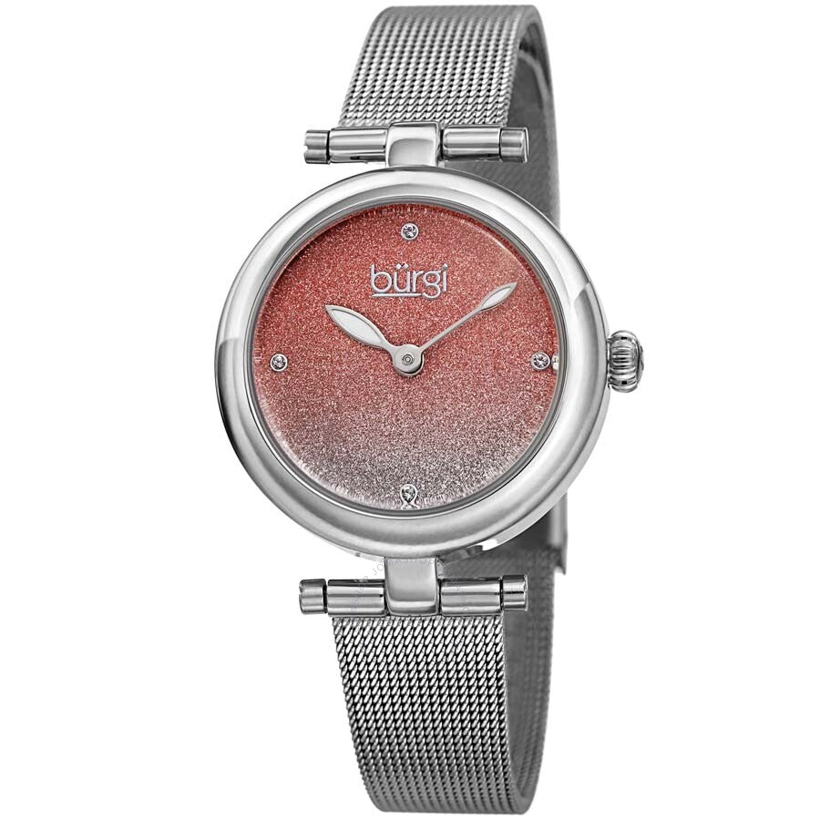 Burgi Silver Pink Dial Stainless Steel Mesh Ladies Watch BUR231SSPK - Dawson Watches
