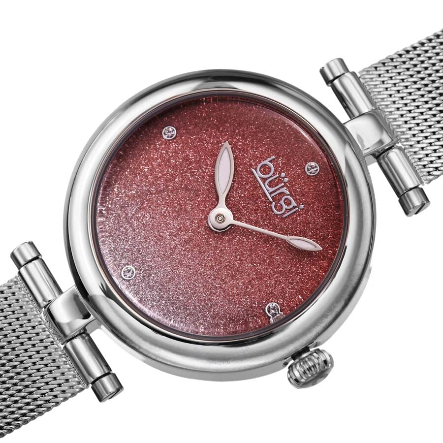 Burgi Silver Pink Dial Stainless Steel Mesh Ladies Watch BUR231SSPK - Dawson Watches #2