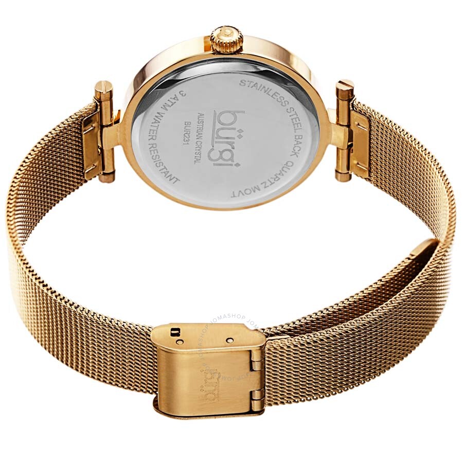 Burgi Quartz Gold Dial Gold-tone Mesh Ladies Watch BUR231YG - Dawson Watches #4