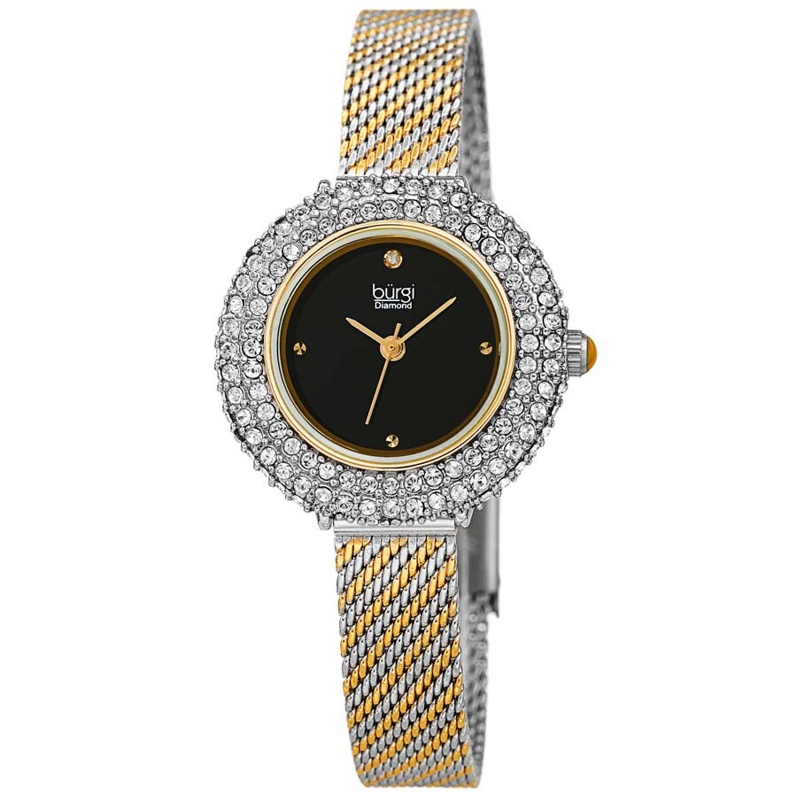 Burgi Diamond Crystal Black Dial Ladies Watch BUR236TTG - Dawson Watches