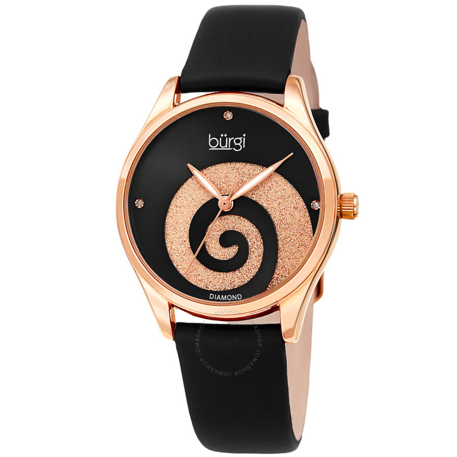 Burgi Swirl Quartz Diamond Black Dial Ladies Watch BUR201RGBK - Dawson Watches