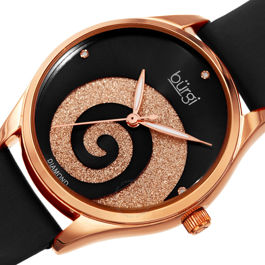 Burgi Swirl Quartz Diamond Black Dial Ladies Watch BUR201RGBK - Dawson Watches #2