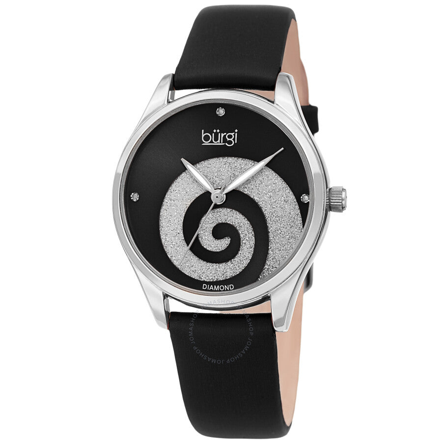 Burgi Swirl Quartz Diamond Black Dial Ladies Watch BUR201SSBK - Dawson Watches