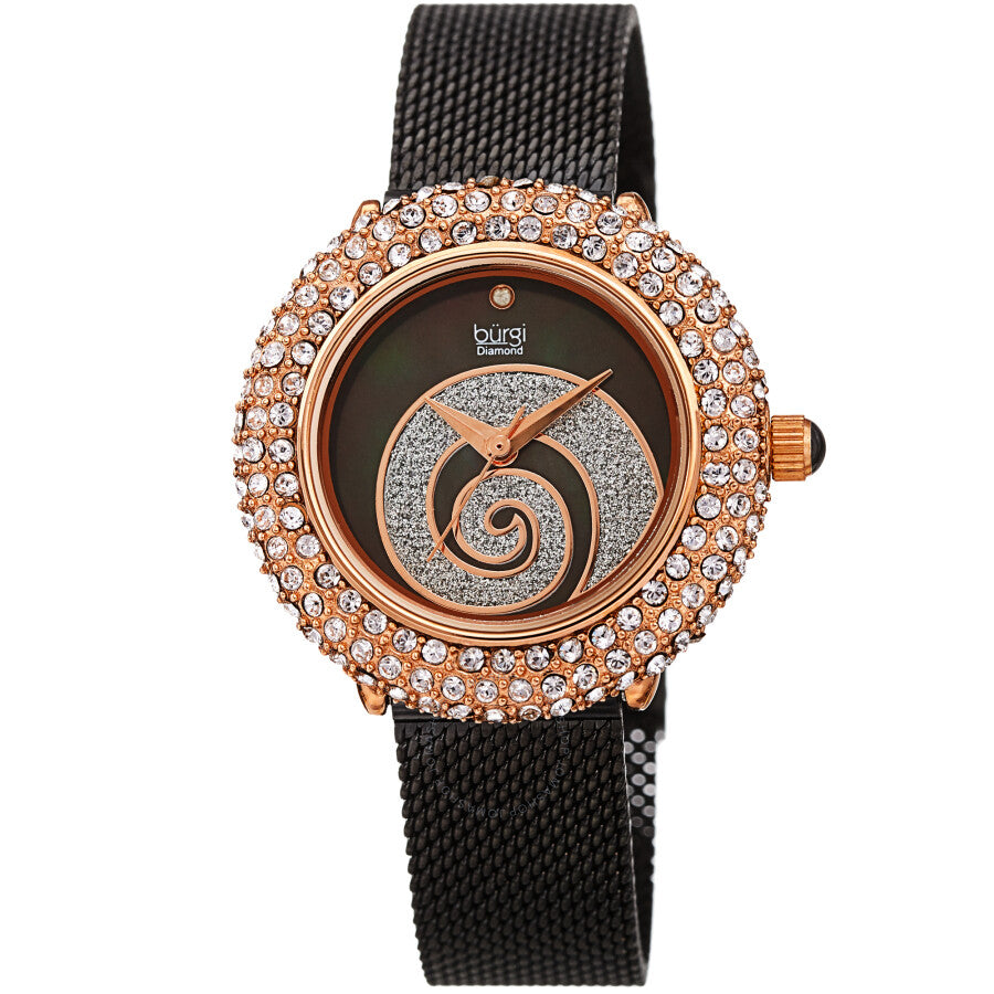 Burgi Swirl Quartz Diamond Black Dial Ladies Watch BUR259BK - Dawson Watches