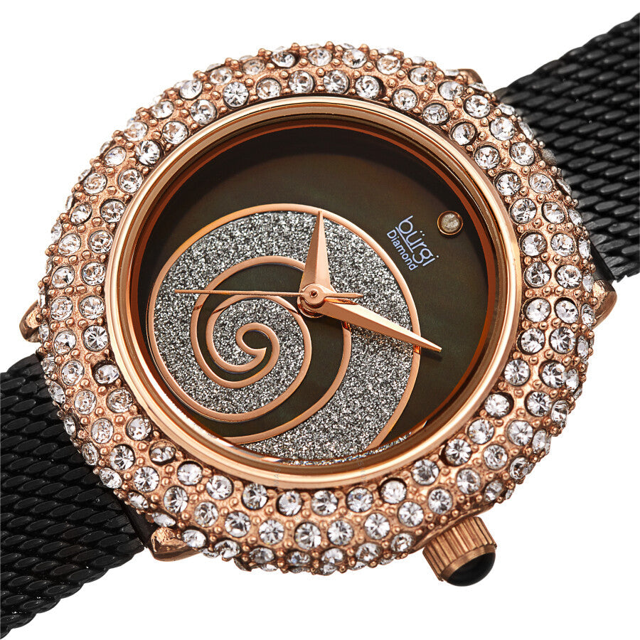 Burgi Swirl Quartz Diamond Black Dial Ladies Watch BUR259BK - Dawson Watches #2