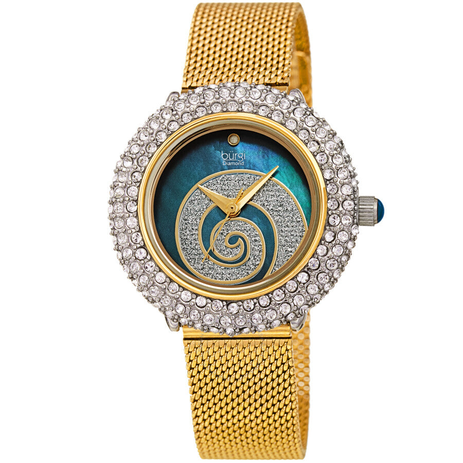 Burgi Swirl Quartz Diamond Blue Dial Ladies Watch BUR259YGBU - Dawson Watches