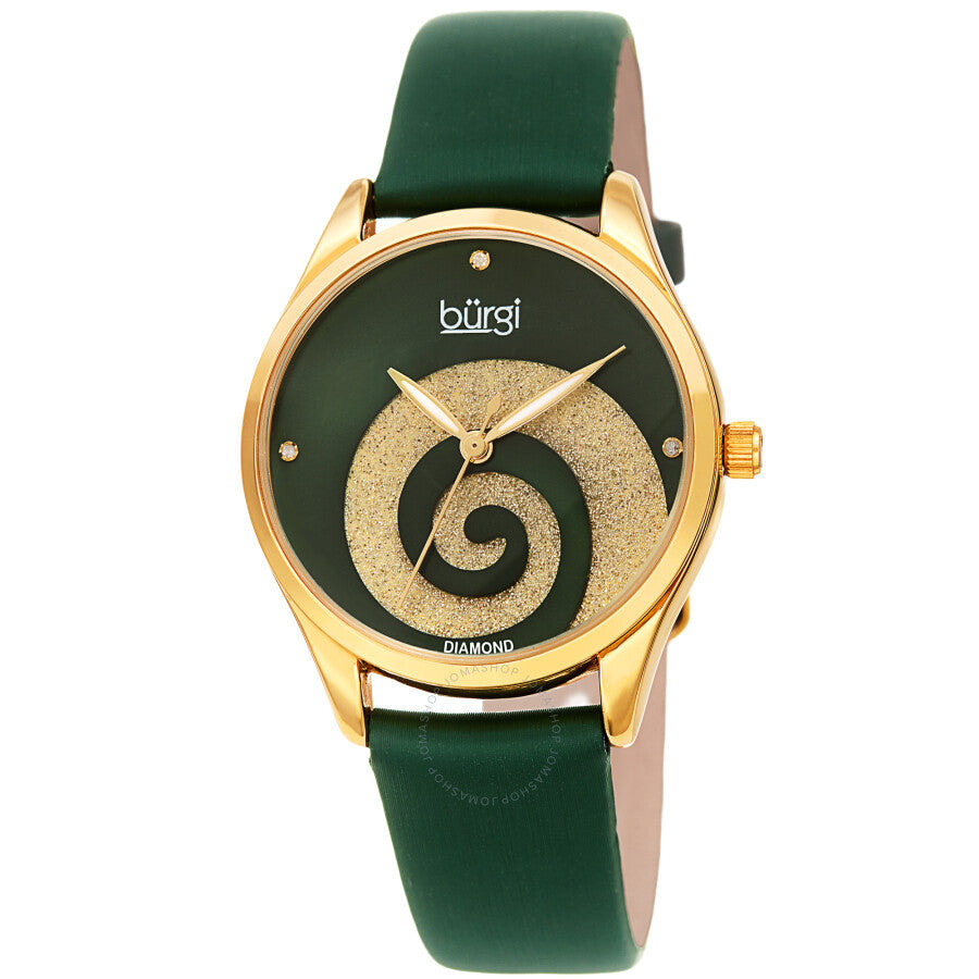 Burgi Swirl Quartz Diamond Green Dial Ladies Watch BUR201GN - Dawson Watches