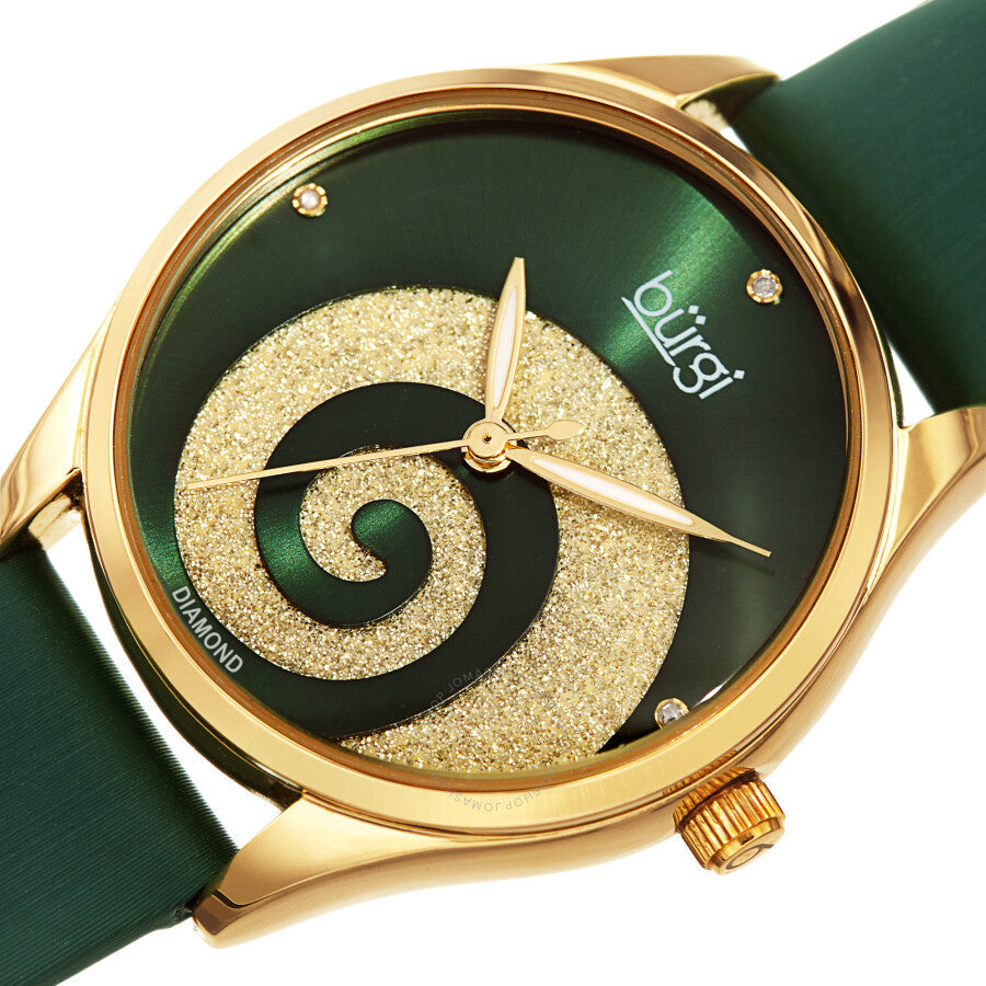 Burgi Swirl Quartz Diamond Green Dial Ladies Watch BUR201GN - Dawson Watches #2