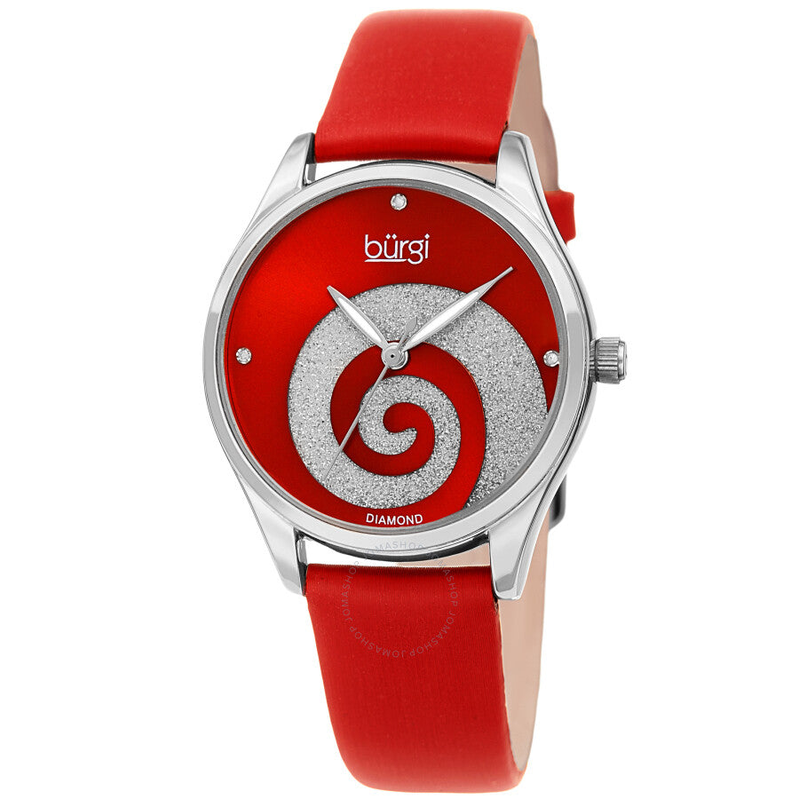 Burgi Swirl Quartz Diamond Red Dial Ladies Watch BUR201RD - Dawson Watches