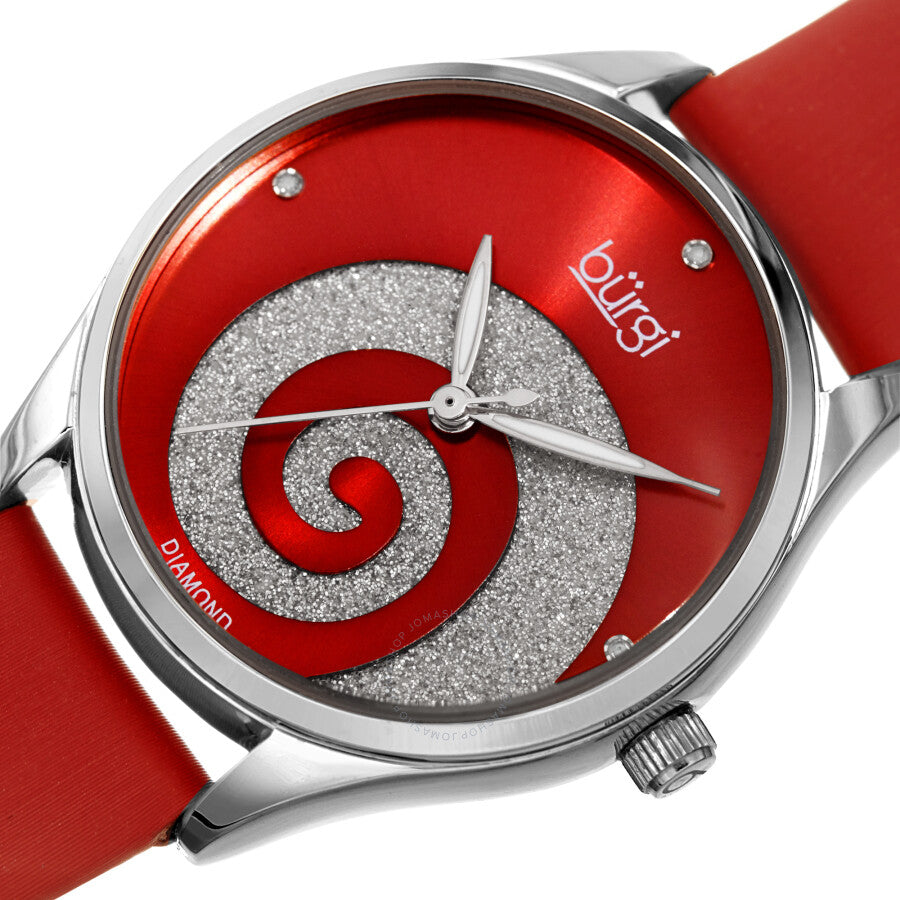 Burgi Swirl Quartz Diamond Red Dial Ladies Watch BUR201RD - Dawson Watches #2