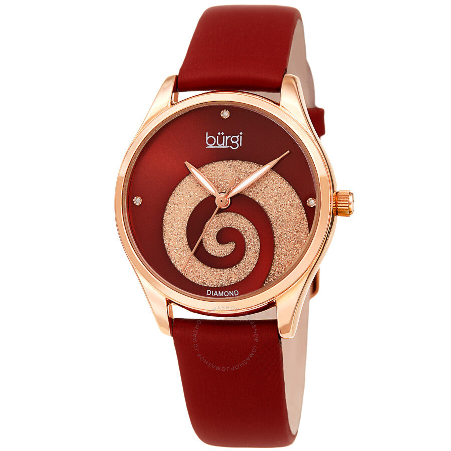 Burgi Swirl Quartz Diamond Red Dial Ladies Watch BUR201RGR - Dawson Watches