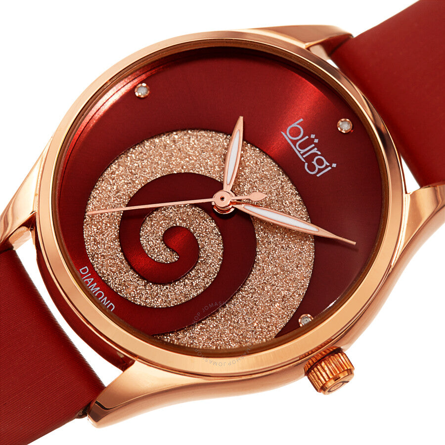 Burgi Swirl Quartz Diamond Red Dial Ladies Watch BUR201RGR - Dawson Watches #2