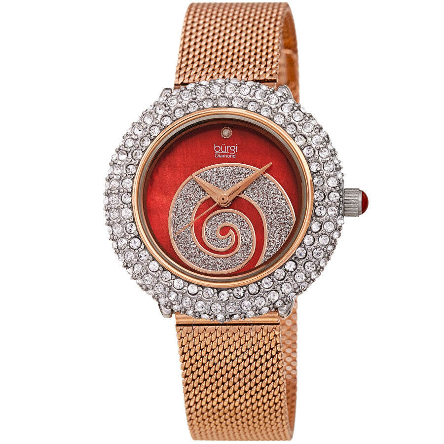 Burgi Swirl Quartz Diamond Red Dial Ladies Watch BUR259RGR - Dawson Watches