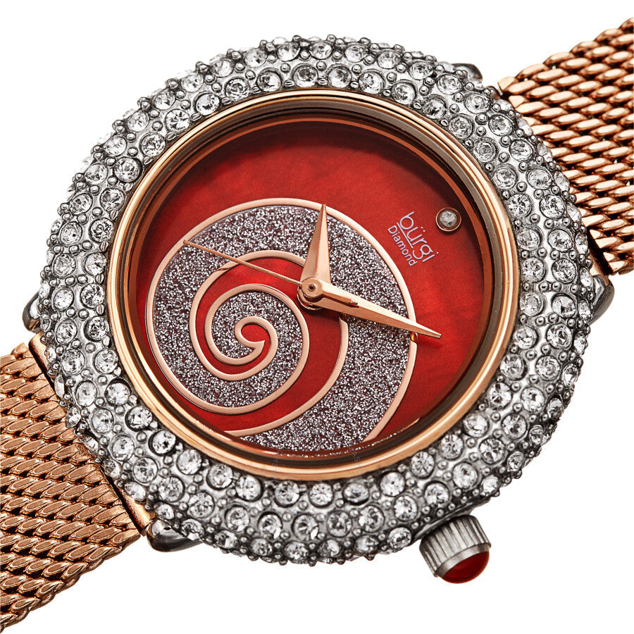 Burgi Swirl Quartz Diamond Red Dial Ladies Watch BUR259RGR - Dawson Watches #2
