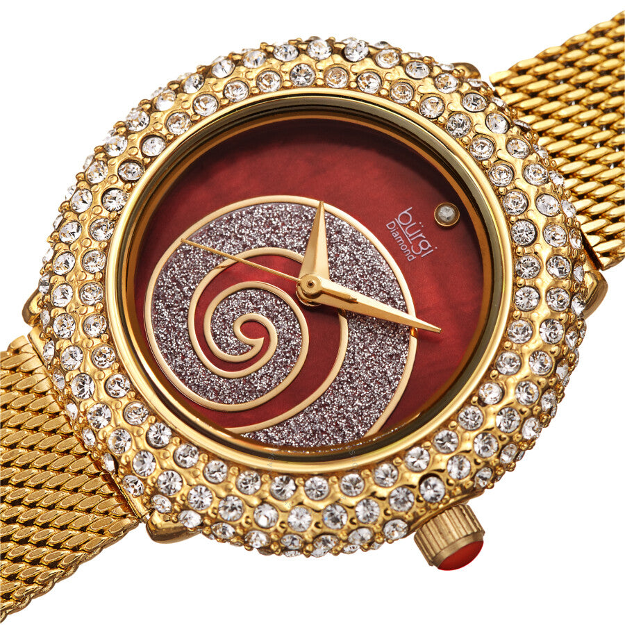 Burgi Swirl Quartz Diamond Red Dial Ladies Watch BUR259YGR - Dawson Watches #2