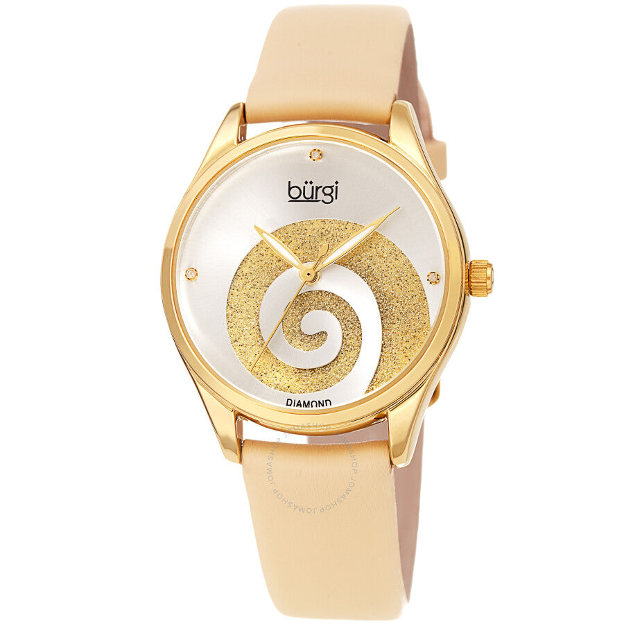 Burgi Swirl Quartz Diamond Silver Dial Ladies Watch BUR201YG - Dawson Watches