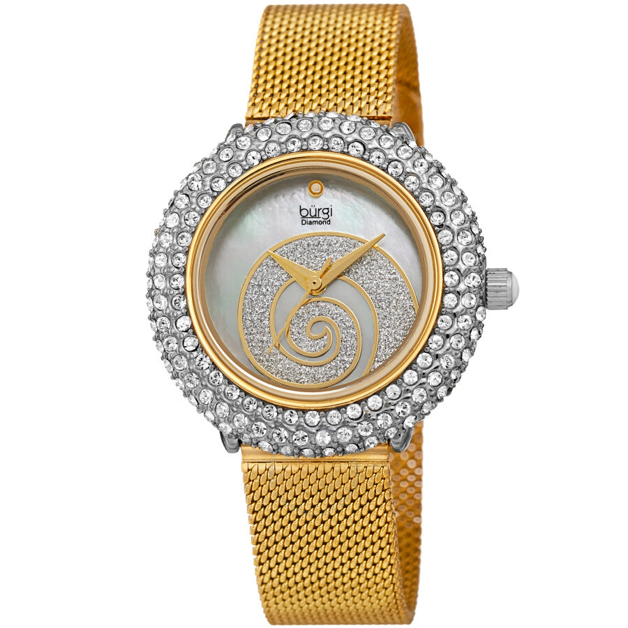Burgi Swirl Quartz Diamond White Dial Ladies Watch BUR259YGS - Dawson Watches