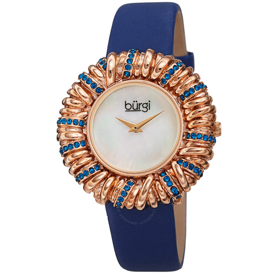 Burgi Twisted Bezel Quartz Crystal White Dial Ladies Watch BUR255BU - Dawson Watches
