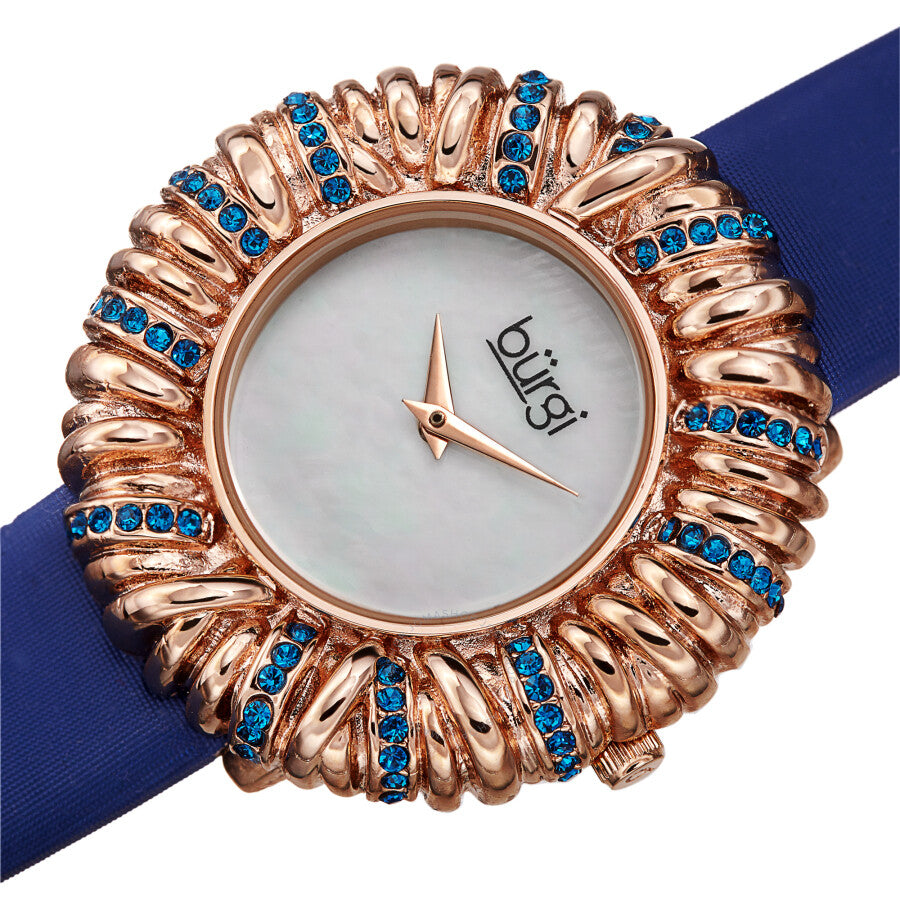 Burgi Twisted Bezel Quartz Crystal White Dial Ladies Watch BUR255BU - Dawson Watches #2