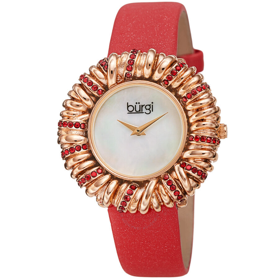 Burgi Twisted Bezel Quartz Crystal White Dial Ladies Watch BUR255RD - Dawson Watches