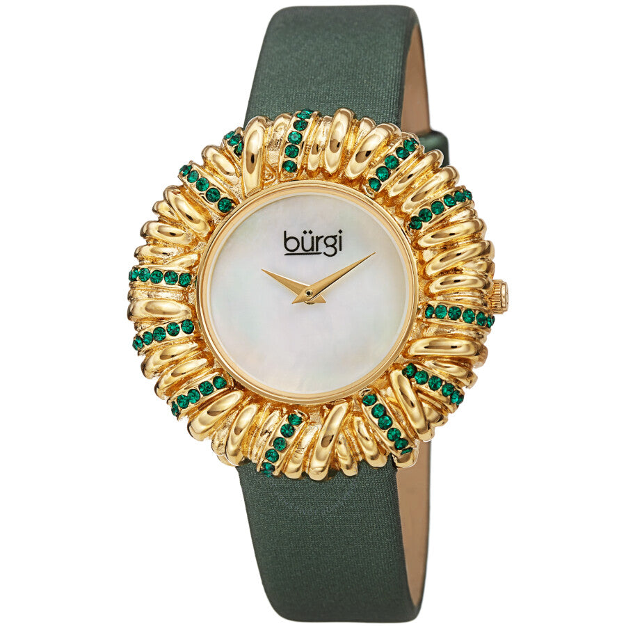 Burgi Twisted Bezel Quartz Diamond White Dial Ladies Watch BUR255GN - Dawson Watches