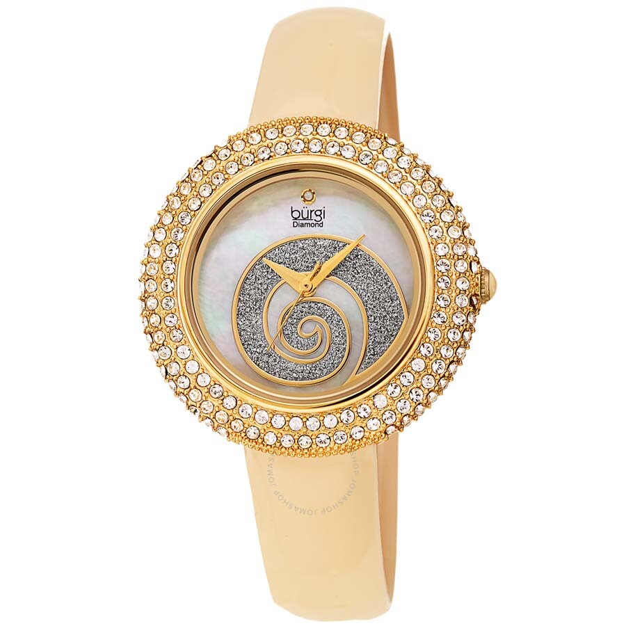 Burgi Swirl Quartz White Dial Ladies Watch BUR209YG - Dawson Watches