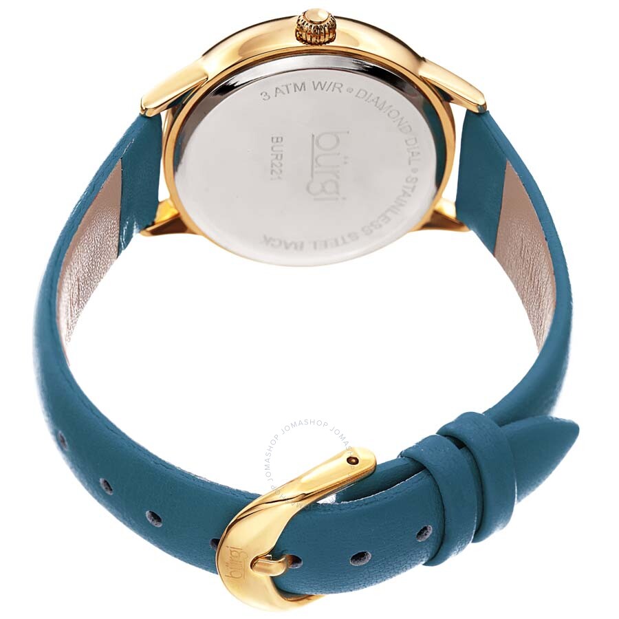 Burgi Diamond White Dial Blue Leather Ladies Watch BUR221BU - Dawson Watches #4