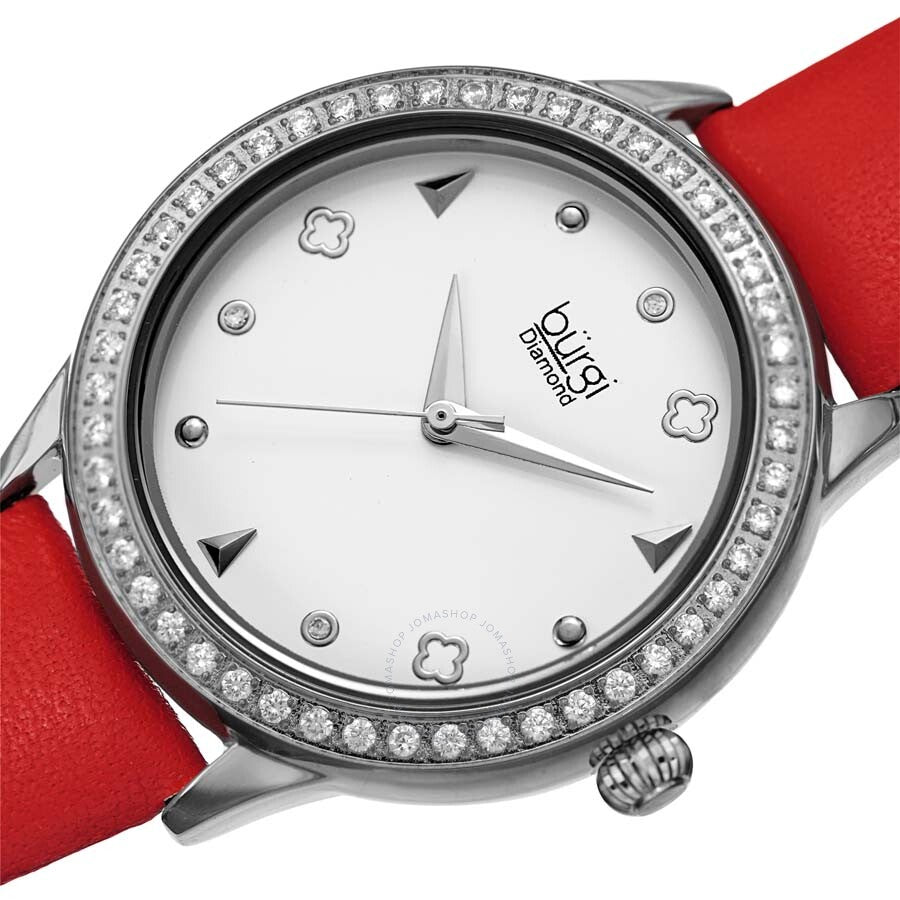 Burgi Diamond White Dial Red Leather Ladies Watch BUR221RD - Dawson Watches #2