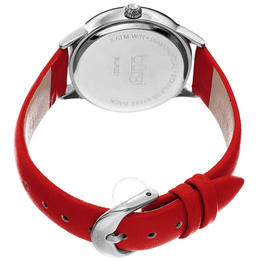Burgi Diamond White Dial Red Leather Ladies Watch BUR221RD - Dawson Watches #4